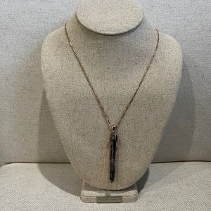 Stella & Dot Long Pendant Necklace (rose gold/black)